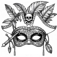 Imagen para colorear - Máscara pirata - Máscaras para el carnaval