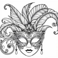 Lámina para colorear - Máscara veneciana - Máscaras para el carnaval