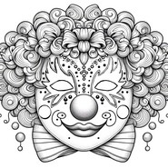 Dibujo para imprimir - Máscara de payaso - Máscaras para el carnaval