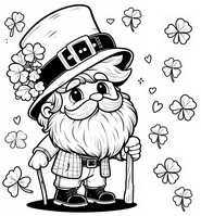 Hoja para colorear - Personaje con sombrero y barba - Día de San Patricio