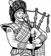 Dibujo para colorear - Reproductor de cornemuse - Día de San Patricio