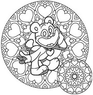 Hoja para colorear - Bobby BearHug - Smiling Critters Mandalas