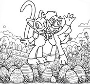 Dibujo para colorear - Dogday & Catnap - Poppy Playtime Pascua de Resurrección