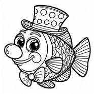 Dibujo para colorear - Pez payaso - pez divertido