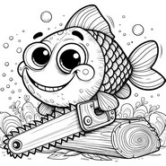Dibujo para colorear - Pez sierra - pez divertido
