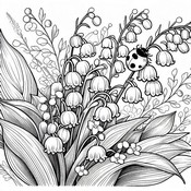 Dibujo para imprimir - Mariquita - Lirio de los valles el 1 de mayo