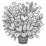 Dibujo para imprimir - ramo de corazones - Día de la Madre