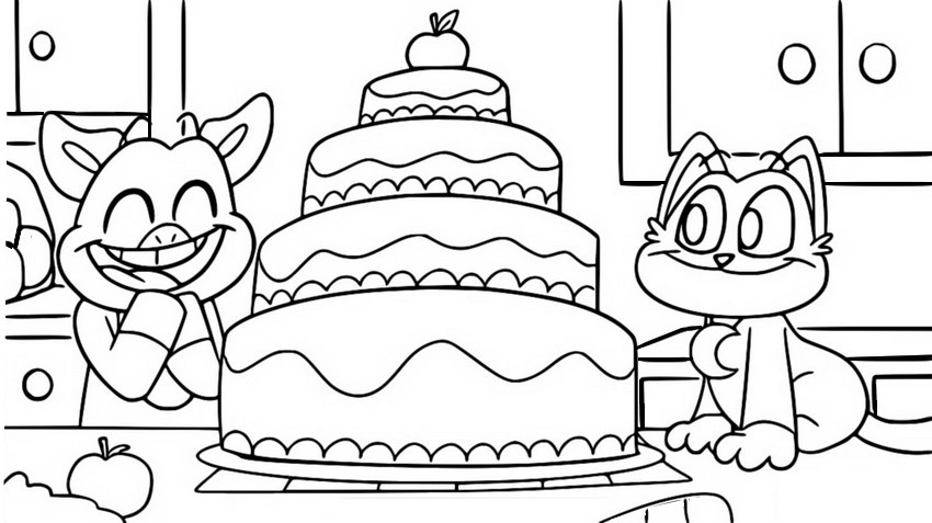 색칠 생일 케이크