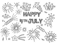 Dibujo para colorear - Fuegos artificiales - Día de la Independencia 4 de julio