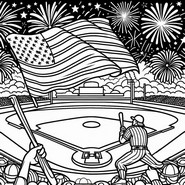 Hoja para colorear - Béisbol - Día de la Independencia 4 de julio