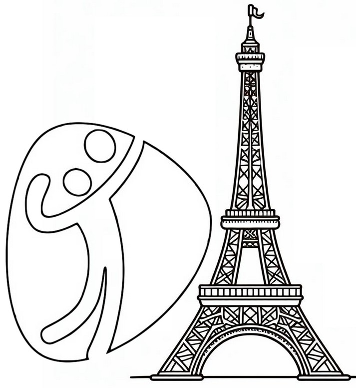 Coloring page Beach Volleyball at the Eiffel Tower