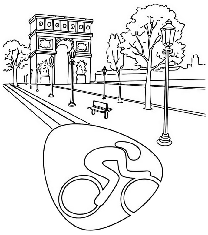 Desenho para colorir Andar de bicicleta na Champs-Elysées