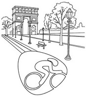 Dibujo para imprimir - En bicicleta por los Campos Elíseos - Deportes París