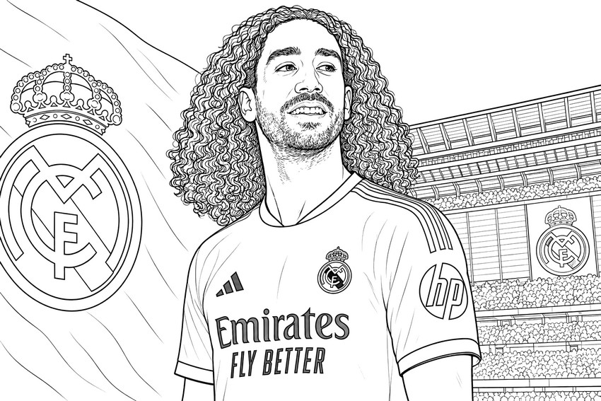 色塗り用イラスト - Marc Cucurella - サッカー - レアル・マドリード