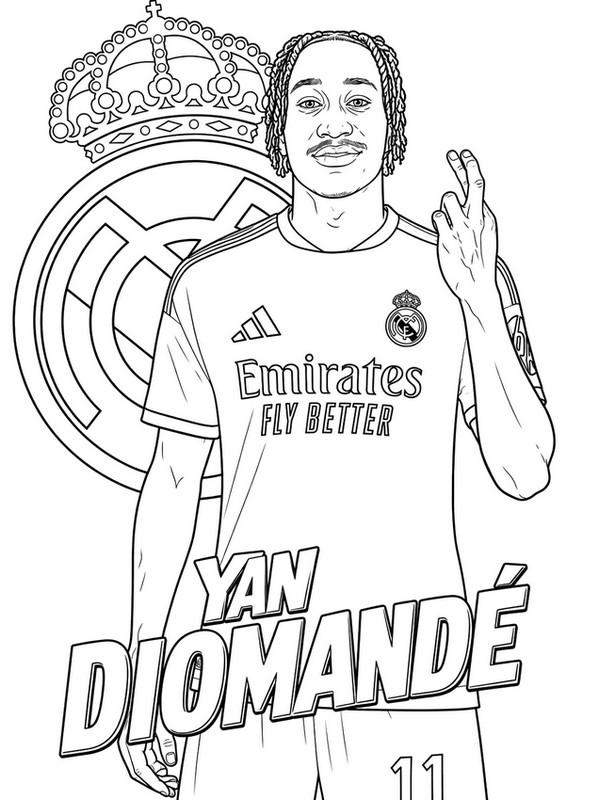印刷用塗り絵 - Yan Diomandé - サッカー - レアル・マドリード