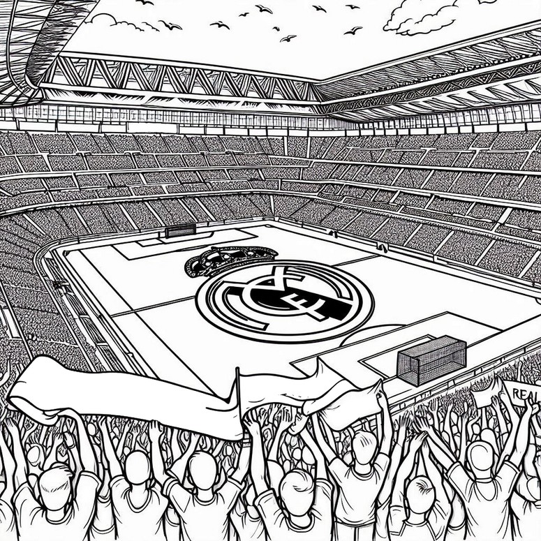 Coloring page Stadium and fans