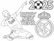Coloring page - Happy New Year 2025 - Soccer - Real Madrid