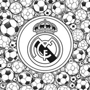 色塗り用イラスト - ロゴとサッカーボール - サッカー - レアル・マドリード