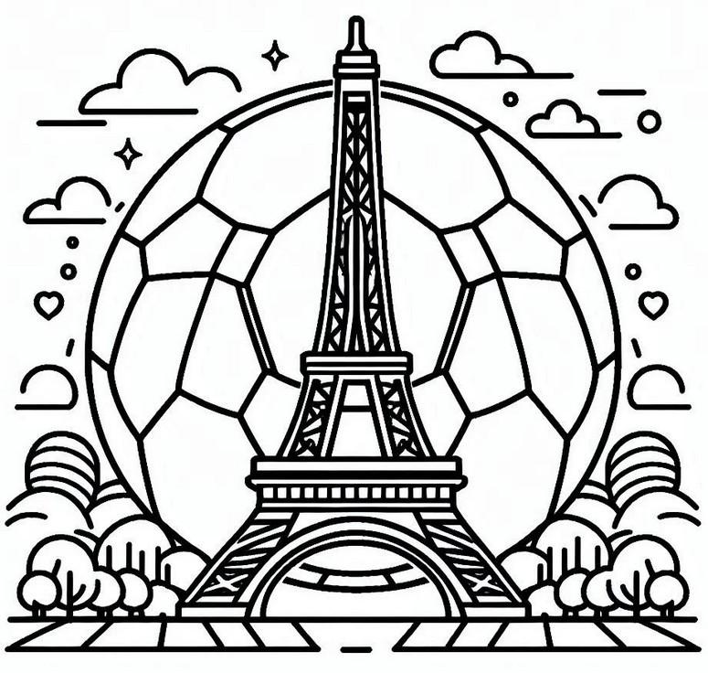 Coloring page Eiffel Tower logo