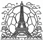Coloring sheet - Eiffel Tower logo - Soccer - Olympics 2024