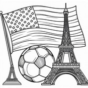 Downloadable coloring - American team - Soccer - Olympics 2024