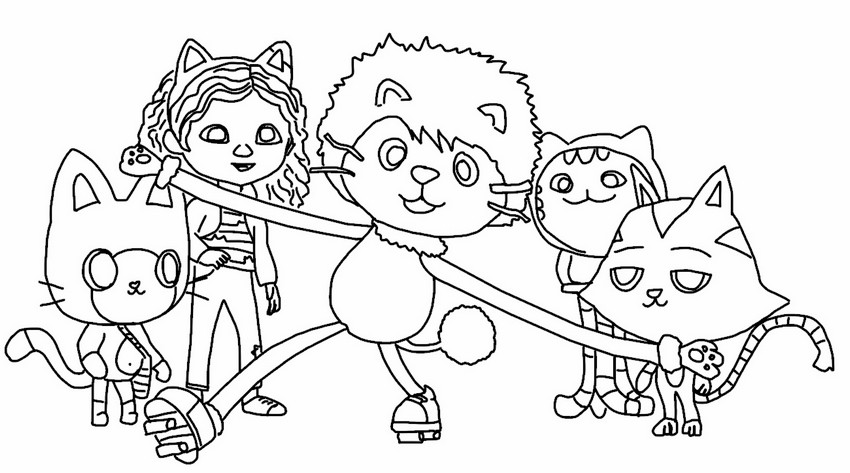 Dibujo para colorear Gabby y Marty, el gato fiestero