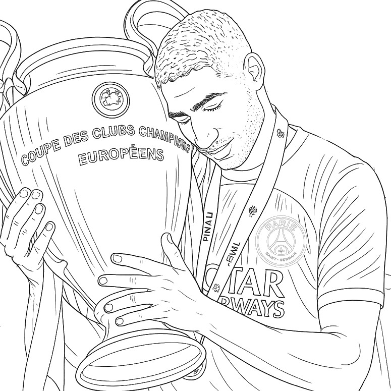 Kolorowanka PSG - Hakimi - Puchar