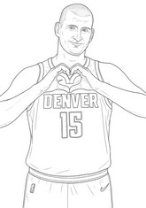 Illustrazione da colorare - Nikola Jokić - Pallacanestro NBA 2024-25