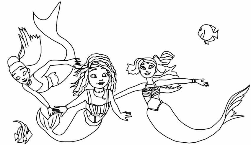 Desenho para colorir Merlinda, Nerissa, Sasha