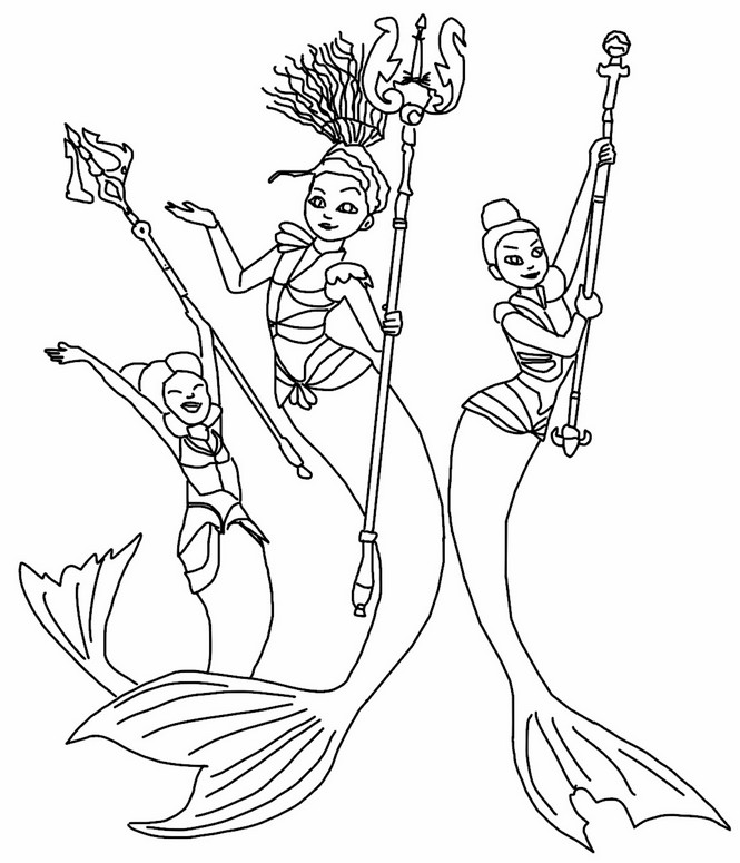 Coloring page Merlinda, Sasha, Nerissa