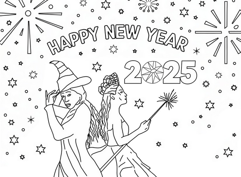 Disegno da colorare Wicked Buon anno 2025 36