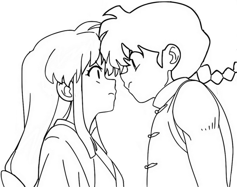 Coloring page Ranma Saotomé & Akané Tendo