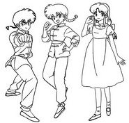 Kolorowanka do pobrania - Ranma & Ranma & Akané - Ranma 1/2