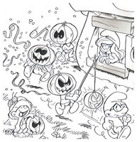 Coloriage à imprimer - Les Schtroumpfs fêtent Halloween - Les Schtroumpfs