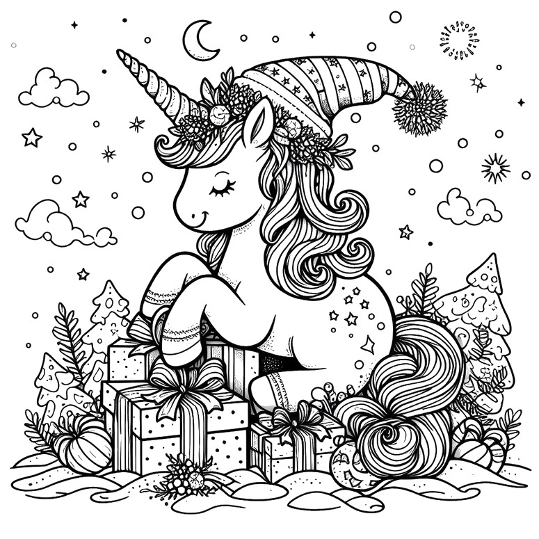 Coloring page Christmas gifts