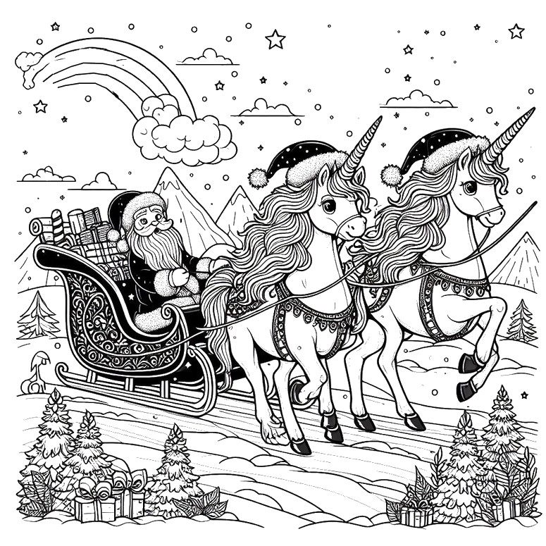 Coloring page Santa's sleigh