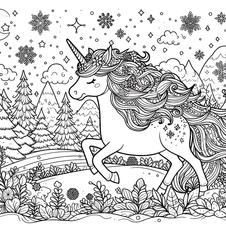 Coloring page Winter and snow