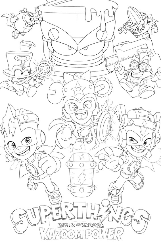 Darmowa kolorowanka - Serial animowany - Superthings - Kazoom Power