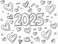 Hoja para colorear - amar - Feliz año nuevo 2025