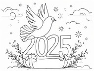 Hoja para colorear - Paz - Feliz año nuevo 2025