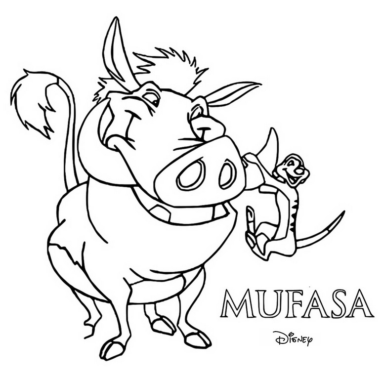 Coloring page Timon & Pumbaa