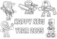 Dibujo para colorear - Happy New Year 2025 - Brawl Stars - Toy Story