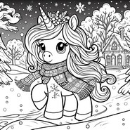 Dibujo para colorear - Invierno - unicornios