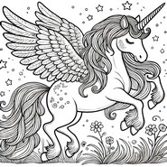 Imagen para colorear - Con alas - unicornios