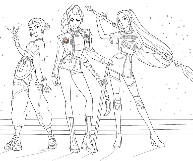 Kleurplaat KPop Demon Hunters