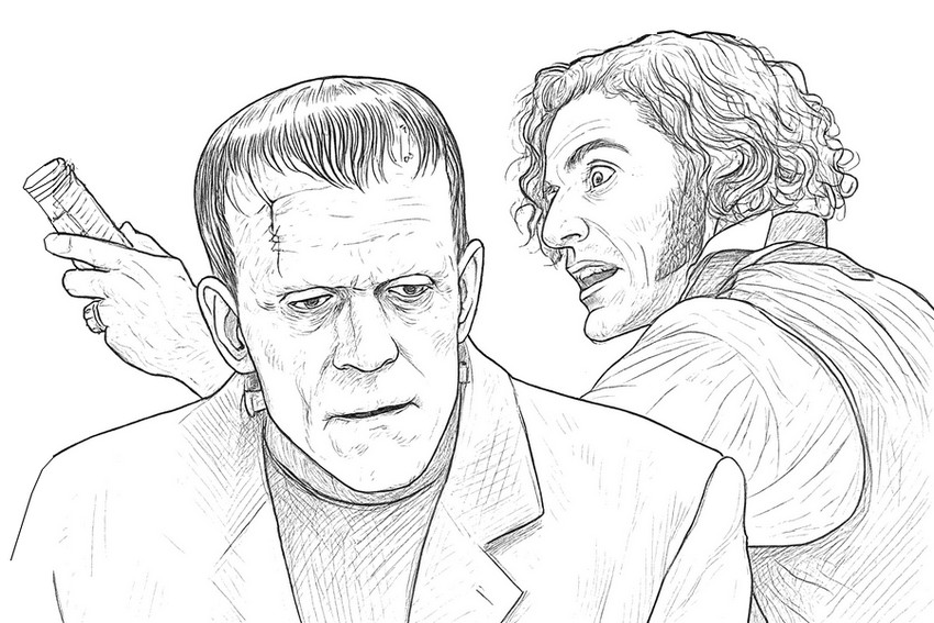 Zeichnung zum Ausmalen - Frankenstein - Netflix 2025