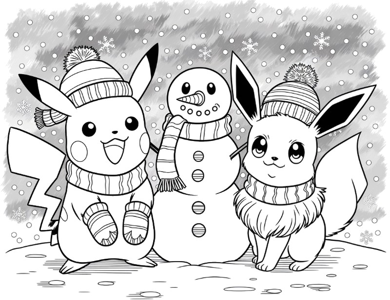 Coloriage Pikachu et Évoli