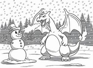Gratis målarbild - Charizard - Pokémon - Vinter