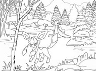 Teckning att färglägga - Glaceon och Lapras - Pokémon - Vinter