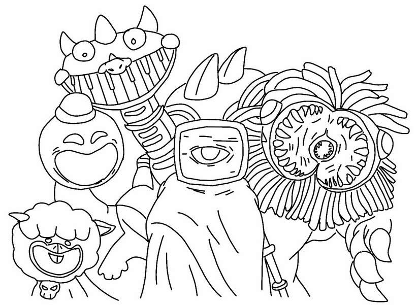 Desenho para colorir Pianosaurus e amigos